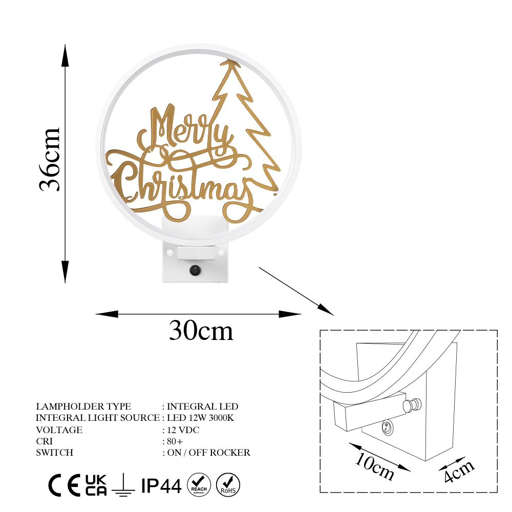 Zidna lampa XMAS26 White Gold slika 8