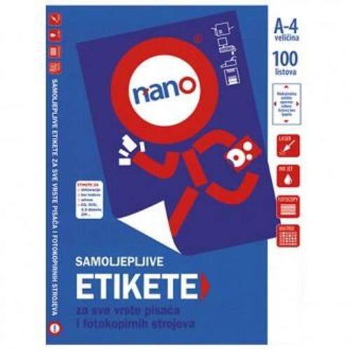 Etikete za laserske i ink-jet pisače, za diskete Nano, N-51, 70x67,7 mm, 100/1 slika 1