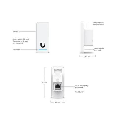 Ubiquiti G2 Reader kompaktan čitač NFC kartica druge generacije i uređaj sa zahtevom za izlaskom koji podržava otključavanje vrata sa pokretom ruke. slika 6