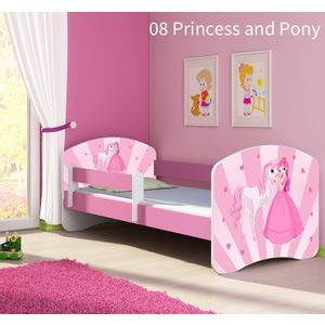 Dječji krevet ACMA s motivom, bočna roza 180x80 cm - 08 Princess with Pony