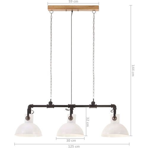 Industrijska viseća svjetiljka željezo i drvo manga bijela E27 slika 26