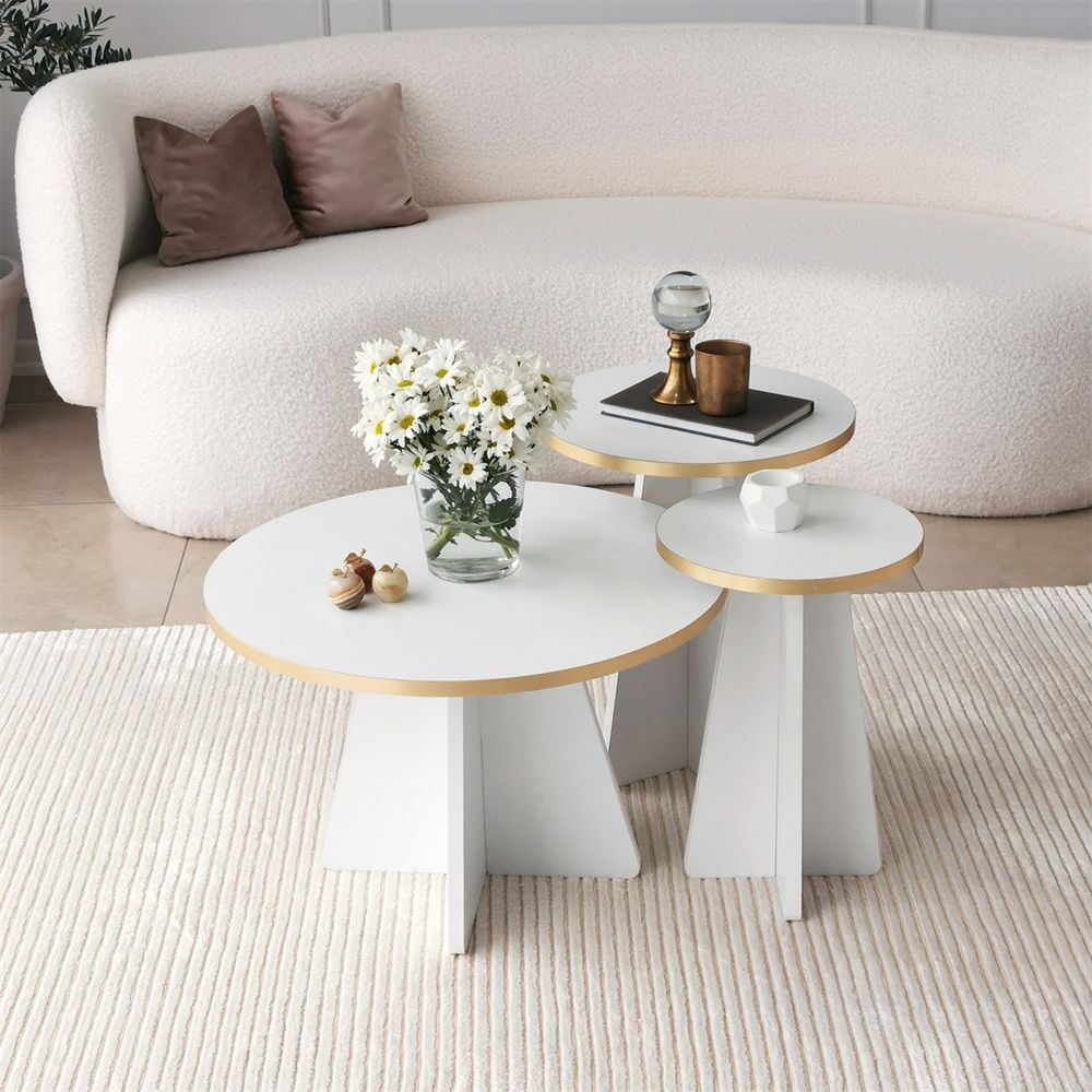 Stolić za kafu 'Mushroom - Gold, White v2' u zlatno-bijeloj boji slika 4