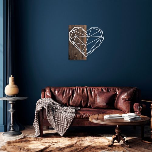 Wallity Drvena zidna dekoracija, Heart - Silver slika 2