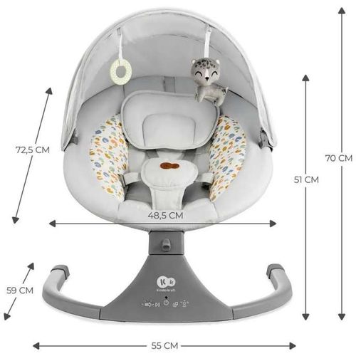 Kinderkraft Električna ležaljka za ljuljanje Lumi2, Light Gray slika 3