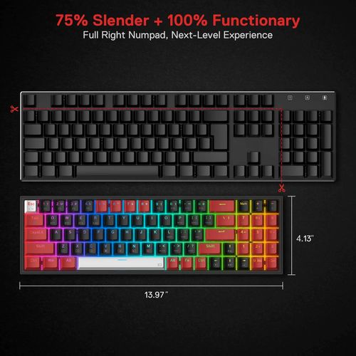 KEYBOARD - REDRAGON POLLUX K628RGB PRO WIRED/WIRELESS/BT MECHANICAL RED SWITCH slika 4