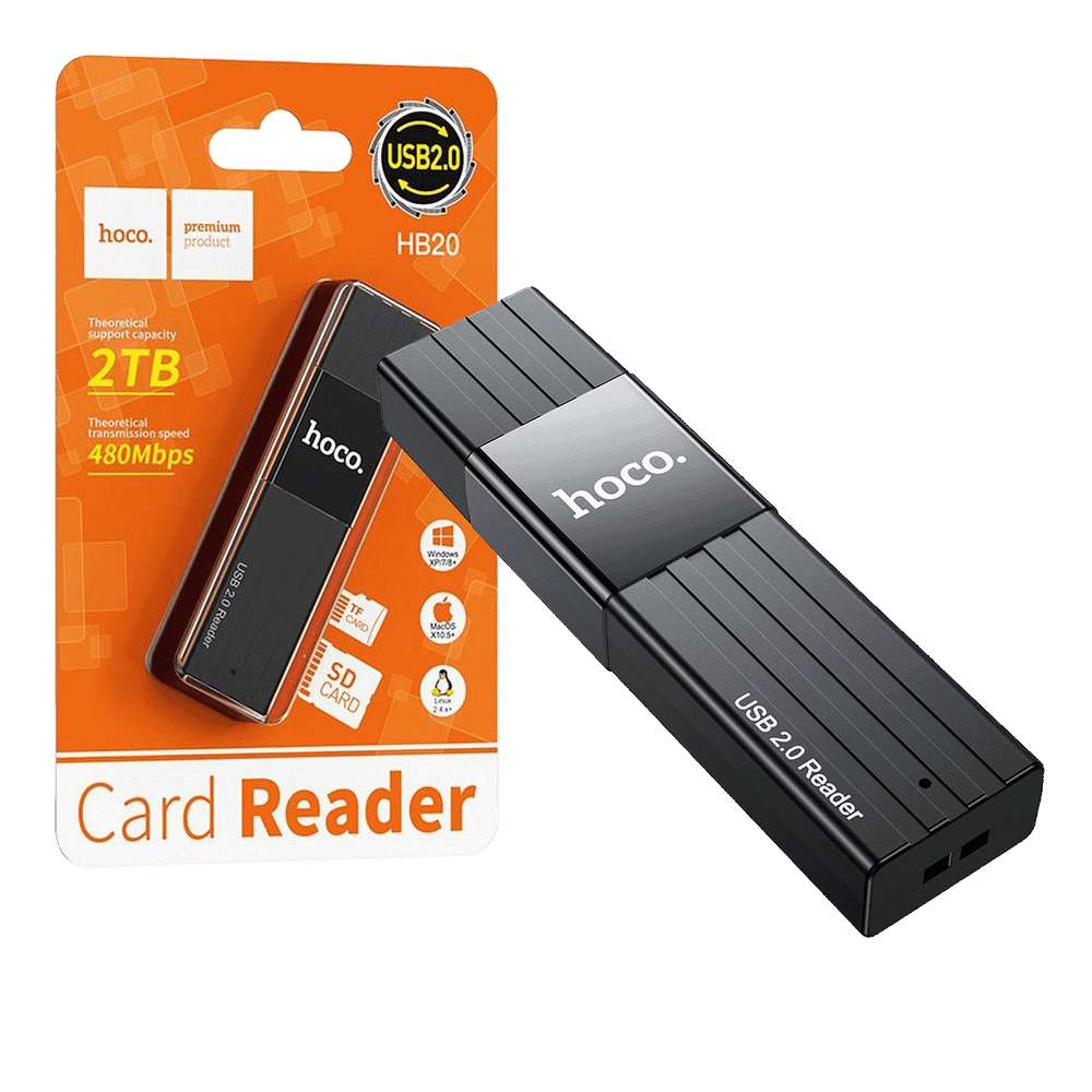 hoco. Čitač kartica, 2u1, USB - HB20 Mindful slika 1