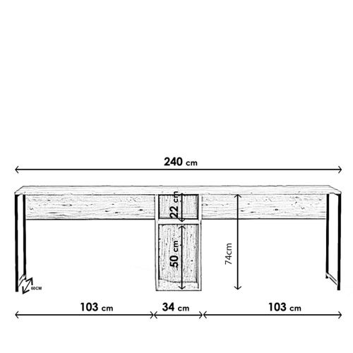 Hanah Home Dvostruki Radni Sto L196 Oak slika 8