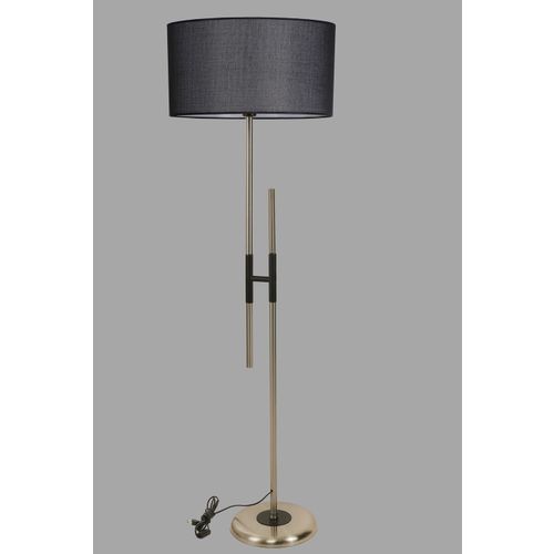 Felix Mat Krom Lambader Silindir Hasır Siyah Abajurlu Black Floor Lamp slika 3