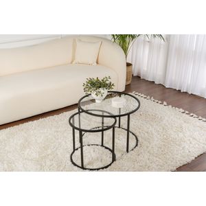 Set staklenih stolova Aurum -  60, 42 - crni, transparentni