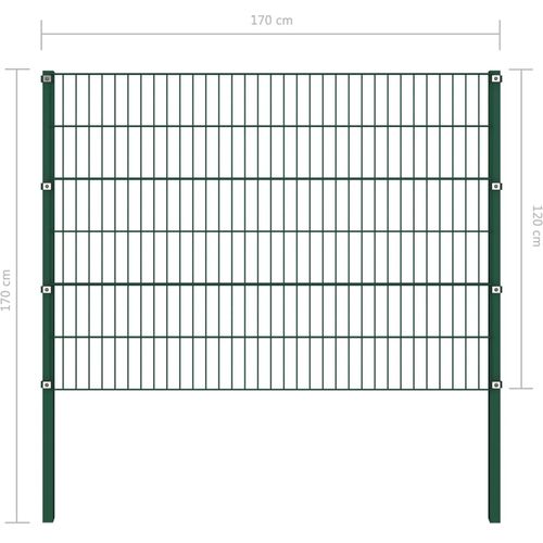 Panel za ogradu sa stupovima željezni 1,7 m zeleni slika 14