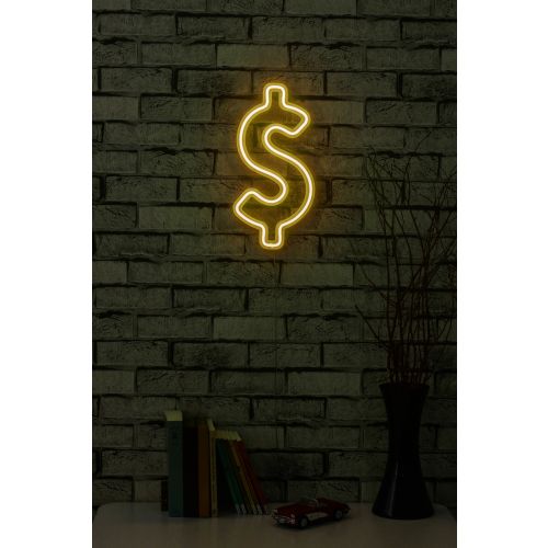 Wallity Ukrasna plastična LED rasvjeta, Dollar Sign - Yellow slika 3