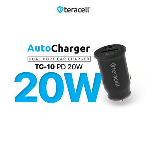 Auto punjac Teracell Evolution TC-10 PD 20W, USB QC3.0 15W sa micro USB kablom crni slika 1