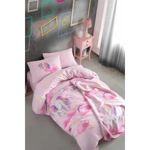 Posteljina Cotton Life 160x220cm Unicorn pink