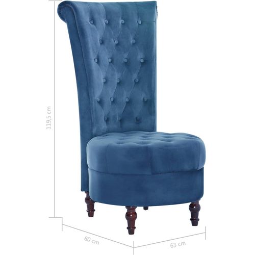 Stolica s visokim naslonom plava baršunasta slika 12