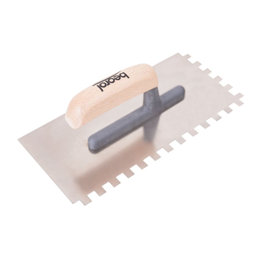 Beorol Gleterica Inox, kratka osnova drvena drška, nazubljena 10x10mm slika 2