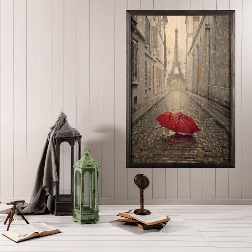 Wallity Drvena uokvirena slika, Red Umbrella 2 slika 1