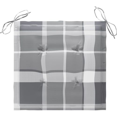 Stolica za ljuljanje sa sivim kariranim jastukom od tikovine slika 22