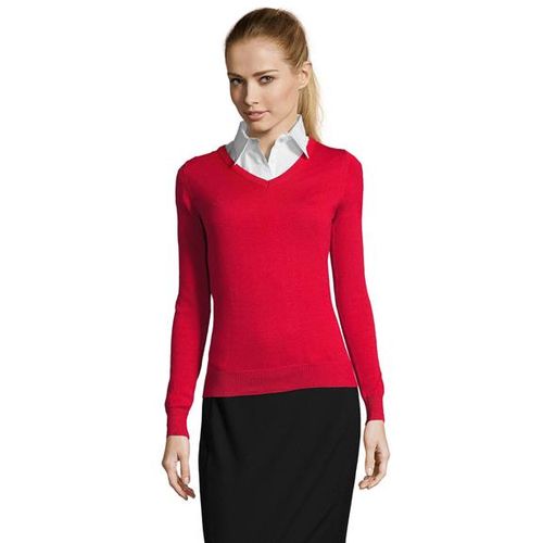 GALAXY WOMEN ženski džemper na V izrez - Crvena, XS  slika 1