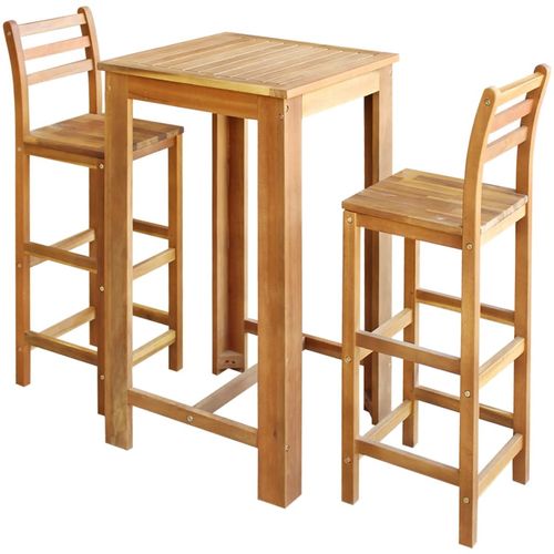 Barski stol i stolice set 3 komada od masivnog drva akacije slika 1