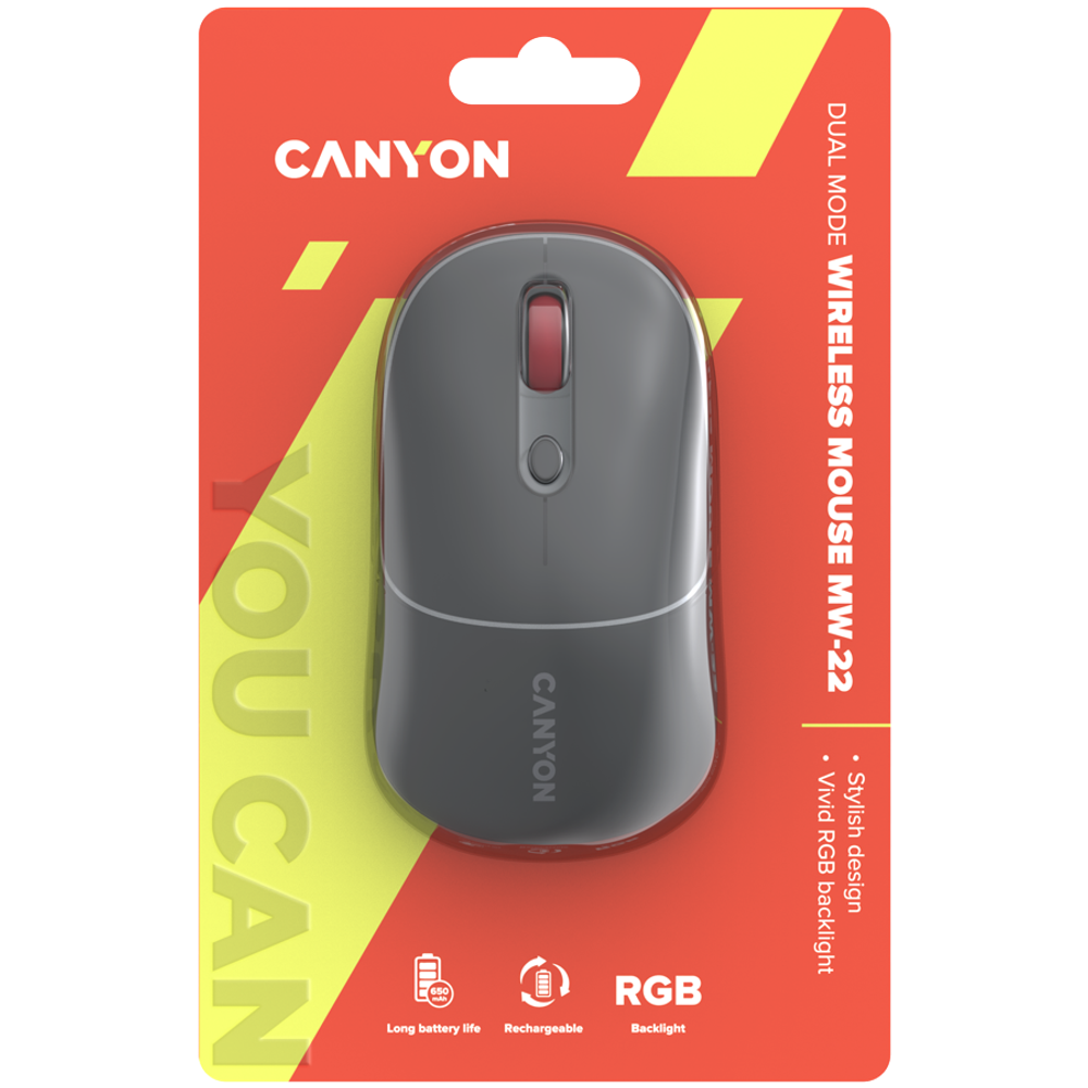 CANYON MW-22, 2 u 1 Bežični optički miš, Tamno sivi slika 6