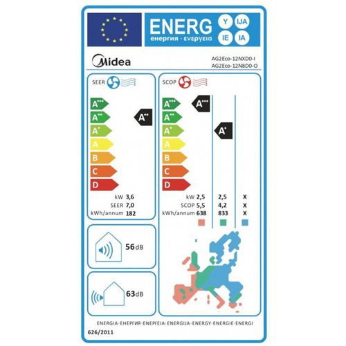 Midea AG2ECO-12NXD0 Inverter klima uređaj, 12000 BTU slika 5