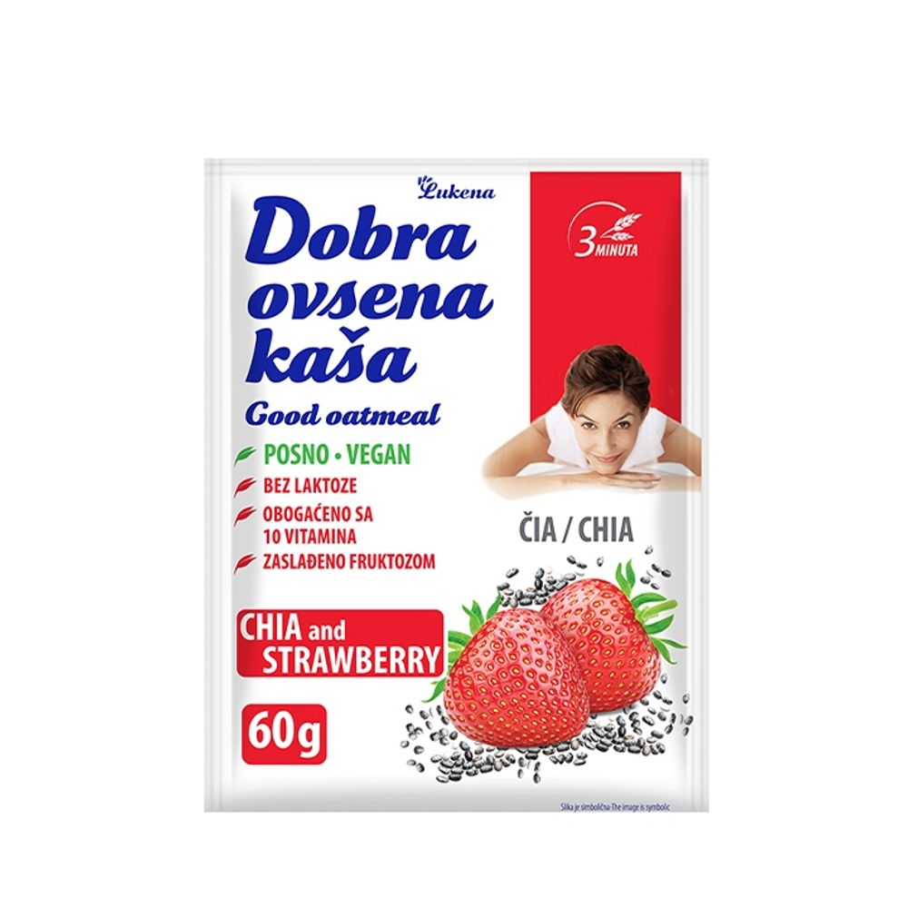 Dobra ovsena kaša Jagoda chia sjemenke 60g slika 1