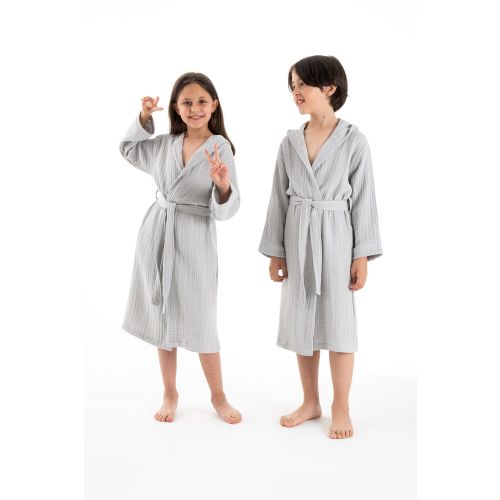 Muslin - Grey Grey Kid's Bathrobe slika 1