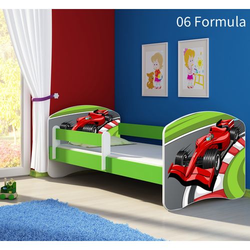 Dječji krevet ACMA s motivom, bočna zelena 140x70 cm 06-formula-1 slika 1