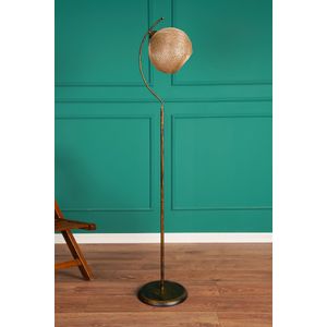 Opviq Podna lampa POVIMENTO nar.-zlatna, drvo- juta, visina 165 cm, promjer sjenila 30 cm, E27 45-60 W, Povimento - Gold