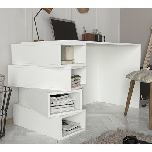 Woody Fashion Radni stol, Bijela boja, Jenga - White slika 2