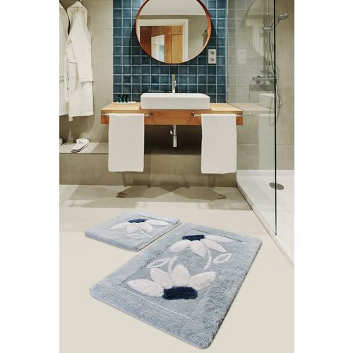 Daisy - Blue Multicolor Acrylic Bathmat Set (2 Pieces) slika 1