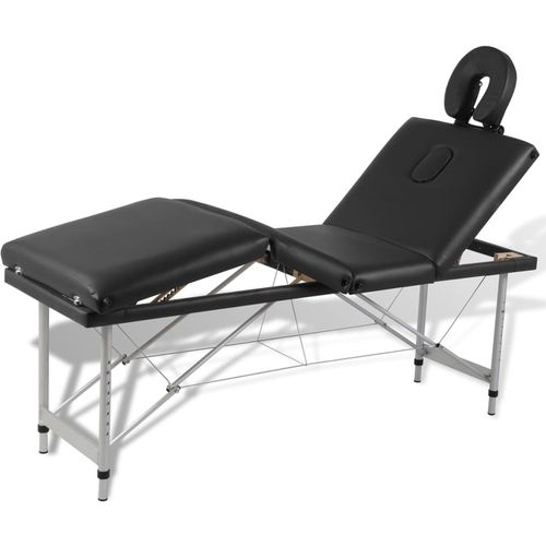 Sklopivi masažni stol s aluminijskim okvirom, 4 zone, crni slika 27