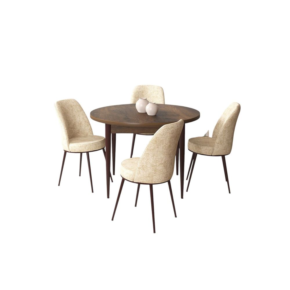 Tor - Baroque, Krema Baroque Set Trpezarijskog Stola i Stolica (5 Komada) slika 2