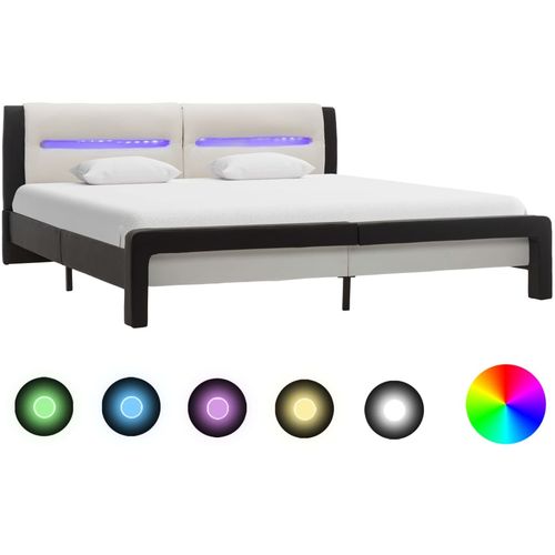 Okvir za krevet od umjetne kože LED crno-bijeli 160 x 200 cm slika 1