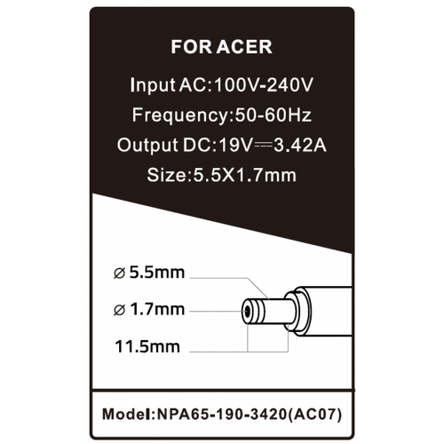 NPA65-190-3420 (AC07) ** Gembird punjac za laptop 65W-19V-3.42A, 5.5x1.7mm yellow (747 Alt=AC09) slika 2