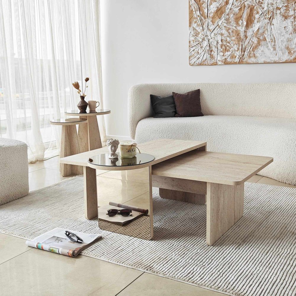 Nesting stolovi Luna, boje: Travertin, Bronza (4 komada) slika 2