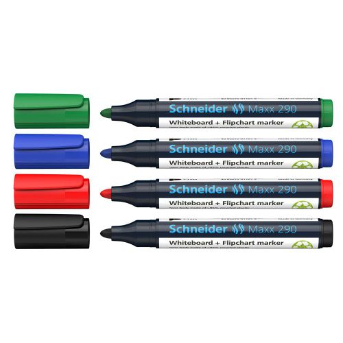 Flomaster Schneider, marker za bijelu ploču, Maxx 290, 1-3 mm, set od 4 boje, PVC etui slika 3