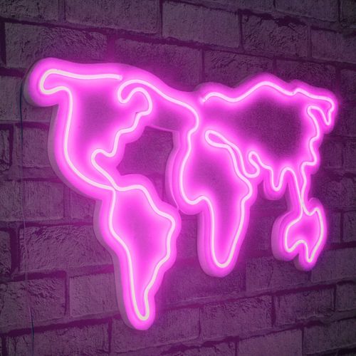 Wallity Ukrasna plastična LED rasvjeta, World Map - Pink slika 10