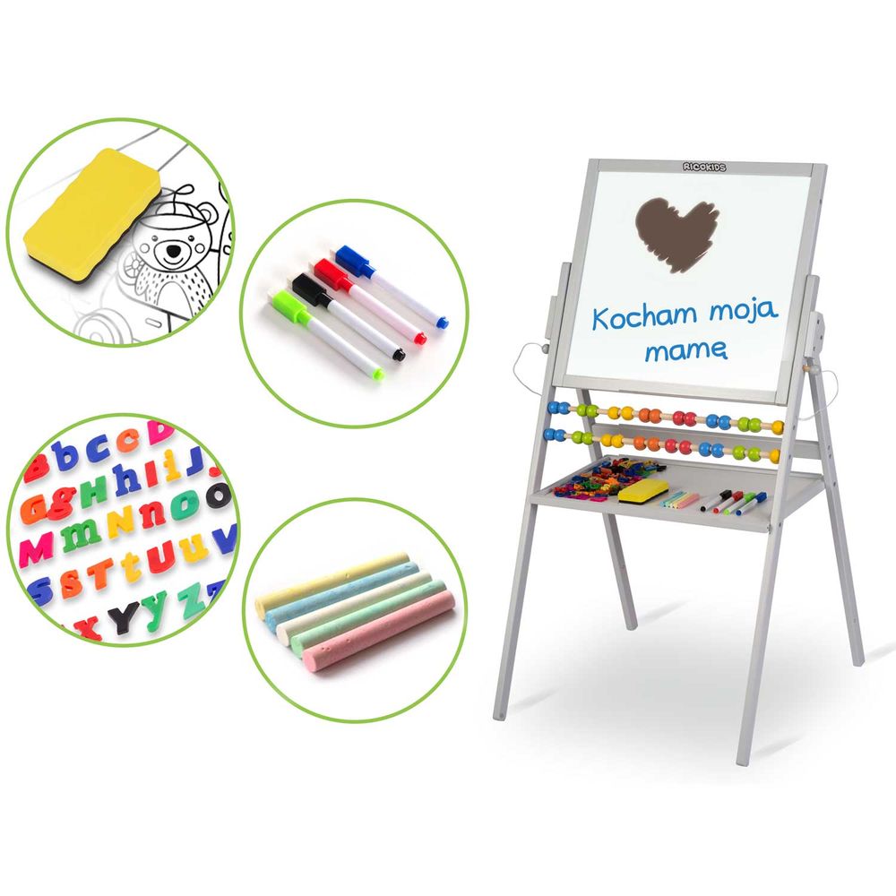Ricokids magnetska okretna ploča za kredu - siva slika 6