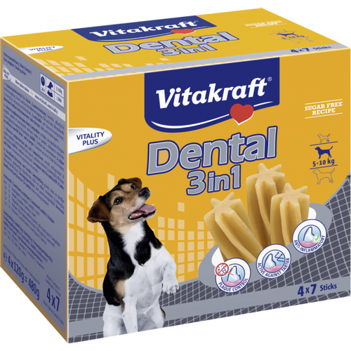Vitakraft Multipakiranje Dental stick  3u1, S, za male pse od 4 do 10 kg, 4 x 120 g slika 1