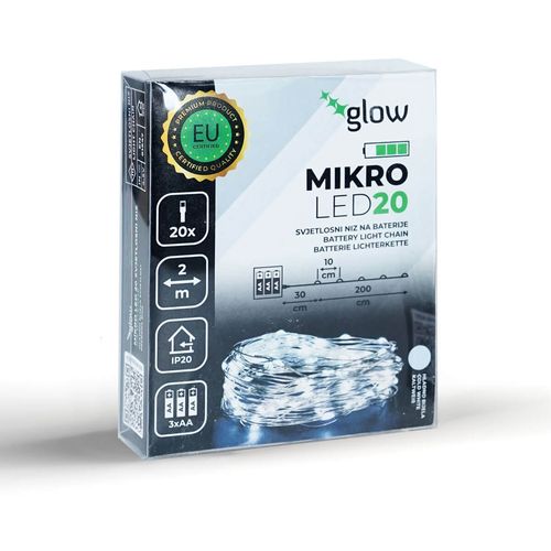 Home deco 20 LED mikro žarulja na baterije/  bijele slika 1