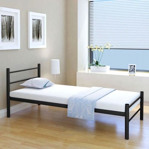 Krevet s madracem crni metalni 90 x 200 cm slika 34