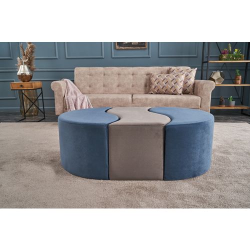 Atelier Del Sofa Tabure, Plava Mink, Alya Puf - Blue, Mink slika 2