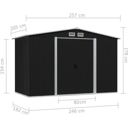 Vrtna kućica za pohranu antracit čelična 257 x 205 x 178 cm slika 11