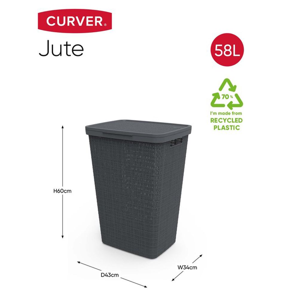 Curver korpa za veš 58L siva JUTE  slika 2