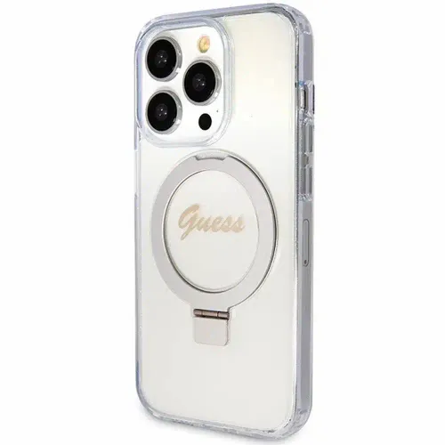 Originalna GUESS Hardcase GUHMP15XHRSGSD torbica za iPhone 15 Pro Max (Magsafe / Glitter Script Logo / stalak za prsten / prozirna) slika 2