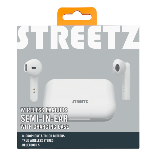 STREETZ True Wireless Stereo slušalice s kućištem za punjenje, polu-in-ear, BT 5, mat bijele slika 6