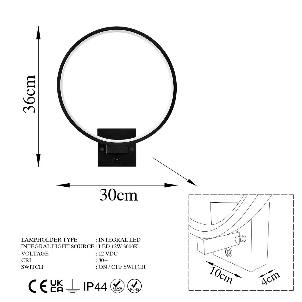 Halka - 13309 Crna Zidna Lampa slika 8