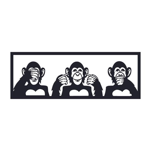 Wallity Metalna zidna dekoracija, Three Monkeys - M slika 1