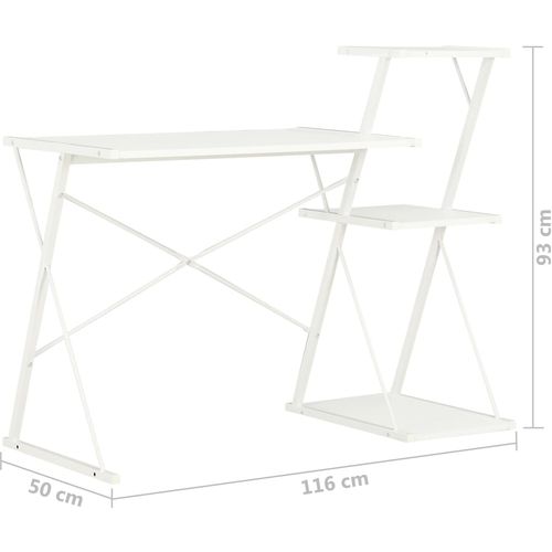 Radni stol s policom bijeli 116 x 50 x 93 cm slika 7